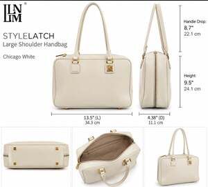 Beautiful LLNLLM STYLELATCH structured leather handbag in Chicago White NWOT